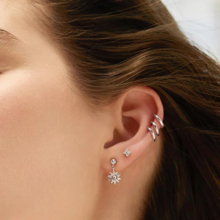 ANIA HAIE Silver Sunburst Dangle Stud Earrings