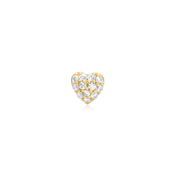 ANIA HAIE Gold Pave Heart Barbell Single Earring