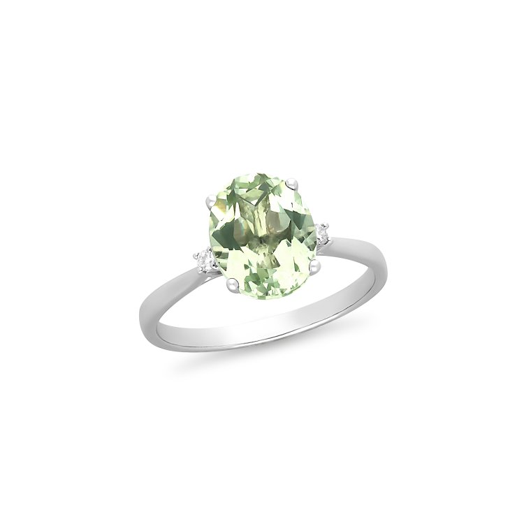 Δαχτυλίδι Τρίπετρο σε Λευκό Χρυσό 18Κ με Αμέθυστο & Διαμάντια