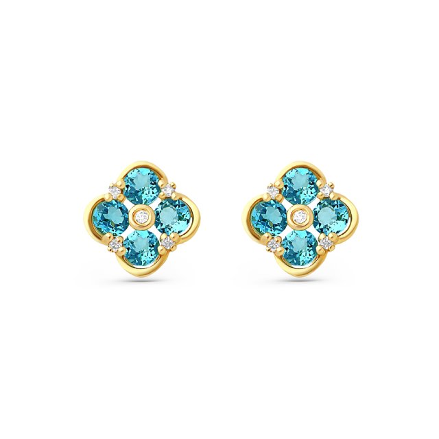 Σκουλαρίκια σε Κίτρινο Χρυσό 18Κ με Τοπάζ & Διαμάντια