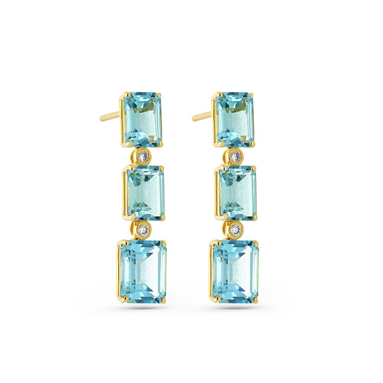 Σκουλαρίκια σε Κίτρινο Χρυσό 18Κ με Τοπάζ & Διαμάντια  