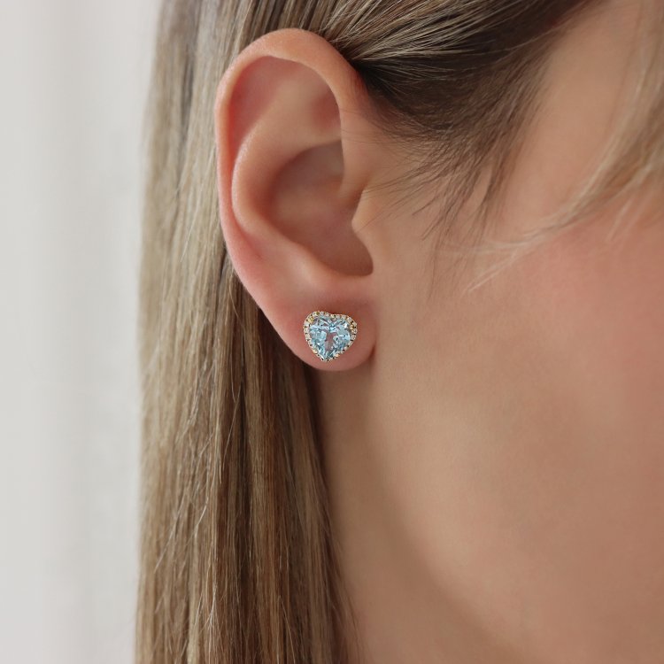 Σκουλαρίκια Ροζέτα σε Κίτρινο Χρυσό 18Κ με Τοπάζ & Διαμάντια