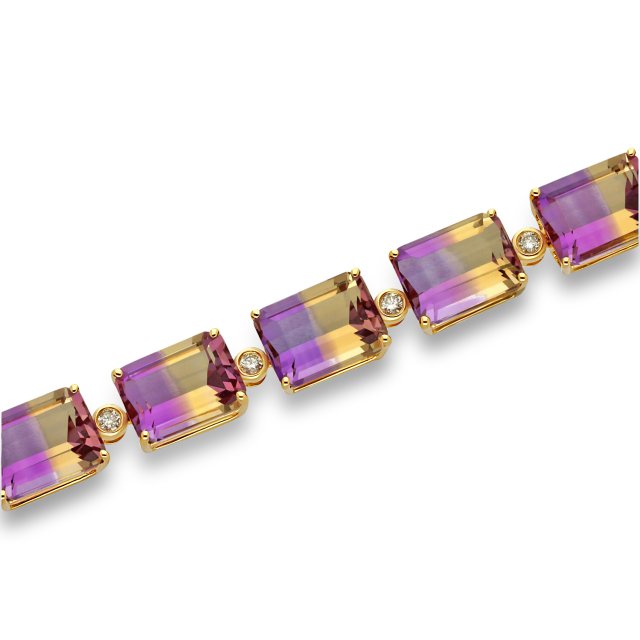 Βραχιόλι σε Κίτρινο Χρυσό 18Κ με Αμετρίνη & Διαμάντια 