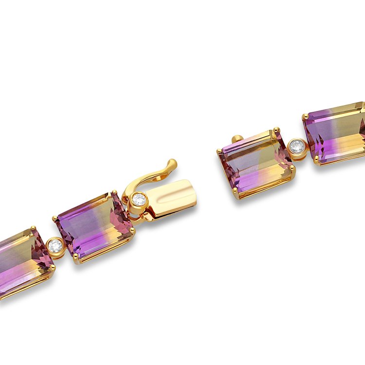 Βραχιόλι σε Κίτρινο Χρυσό 18Κ με Αμετρίνη & Διαμάντια 