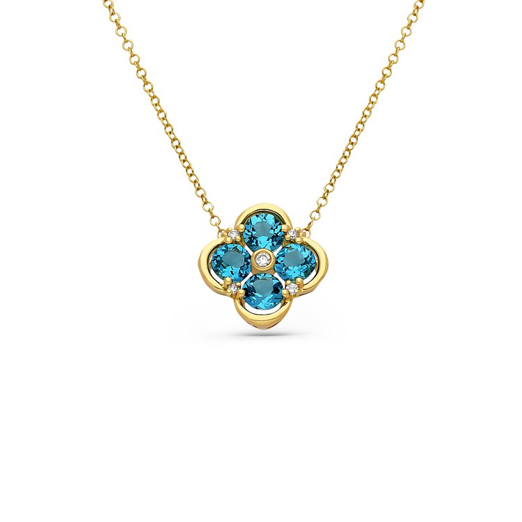 Κολιέ σε Κίτρινο Χρυσό 18Κ με Τοπάζ & Διαμάντια