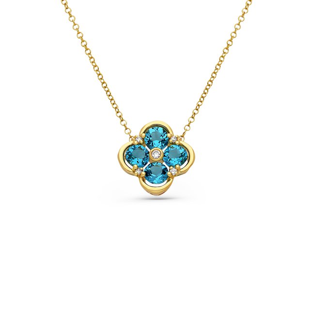 Κολιέ σε Κίτρινο Χρυσό 18Κ με Τοπάζ & Διαμάντια