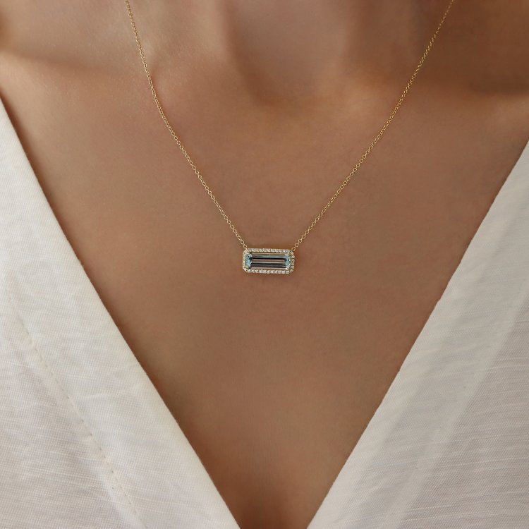 Koλιέ Ροζέτα σε Κίτρινο Χρυσό 18Κ με Τοπάζ & Διαμάντια 