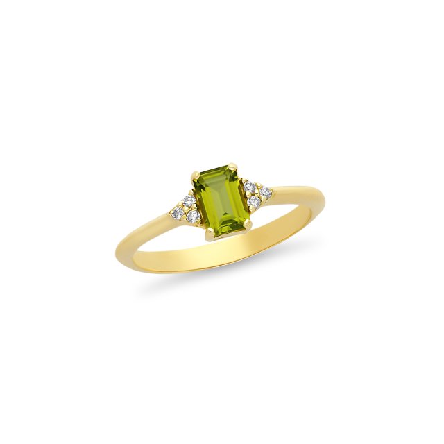 Δαχτυλίδι σε Κίτρινο Χρυσό 14Κ με Περίδοτο & Ζιργκόν