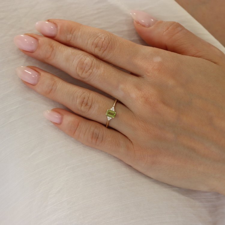 Δαχτυλίδι σε Κίτρινο Χρυσό 14Κ με Περίδοτο & Ζιργκόν