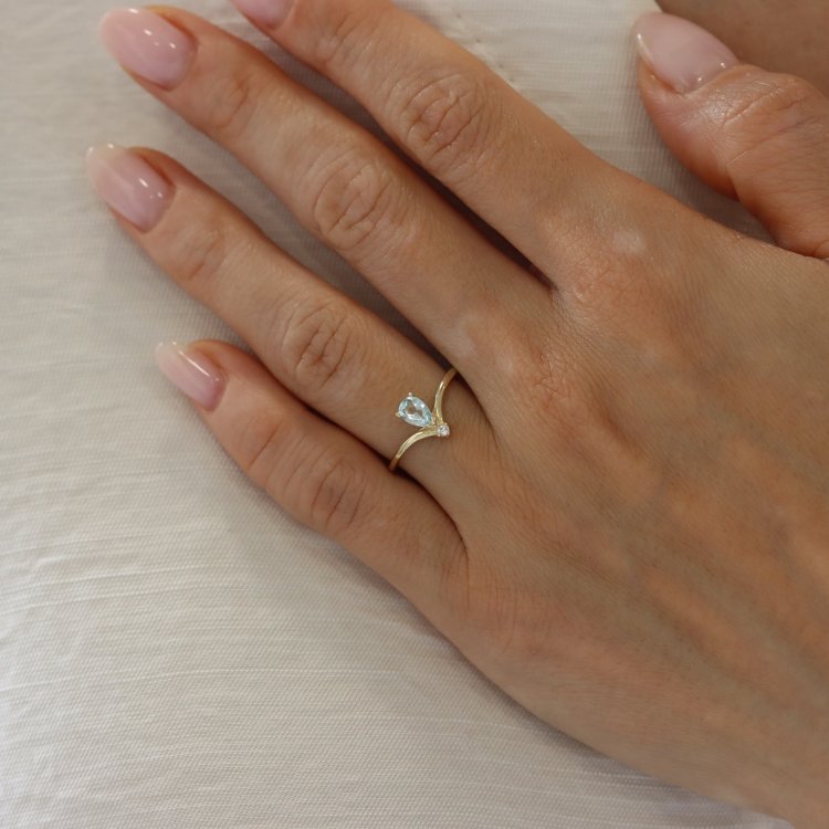 Δαχτυλίδι σε Κίτρινο Χρυσό 14Κ με Τοπάζ & Ζιργκόν