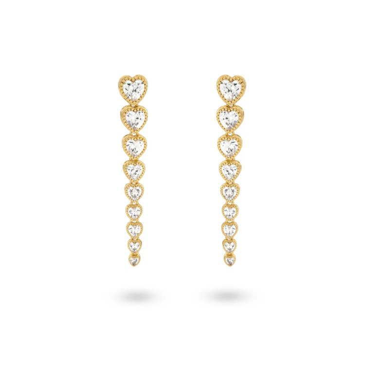 24KAE Earstud Earings with Heartshaped Stones