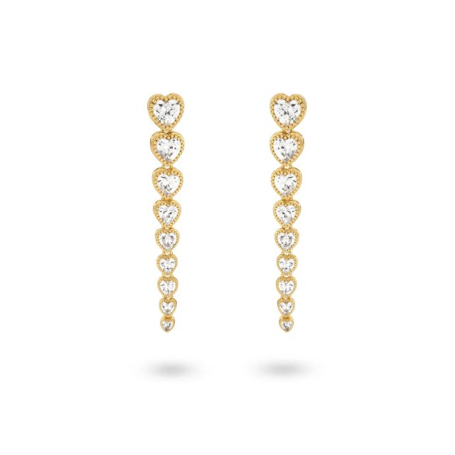 24KAE Earstud Earings with Heartshaped Stones