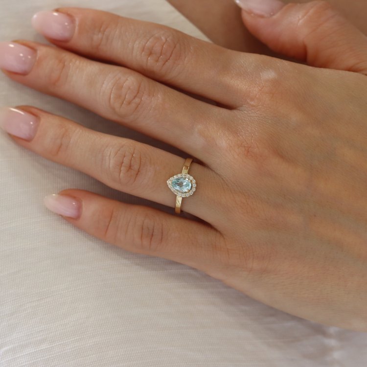 Δαχτυλίδι Ροζέτα σε Κίτρινο Χρυσό 14Κ με Τοπάζ & Ζιργκόν