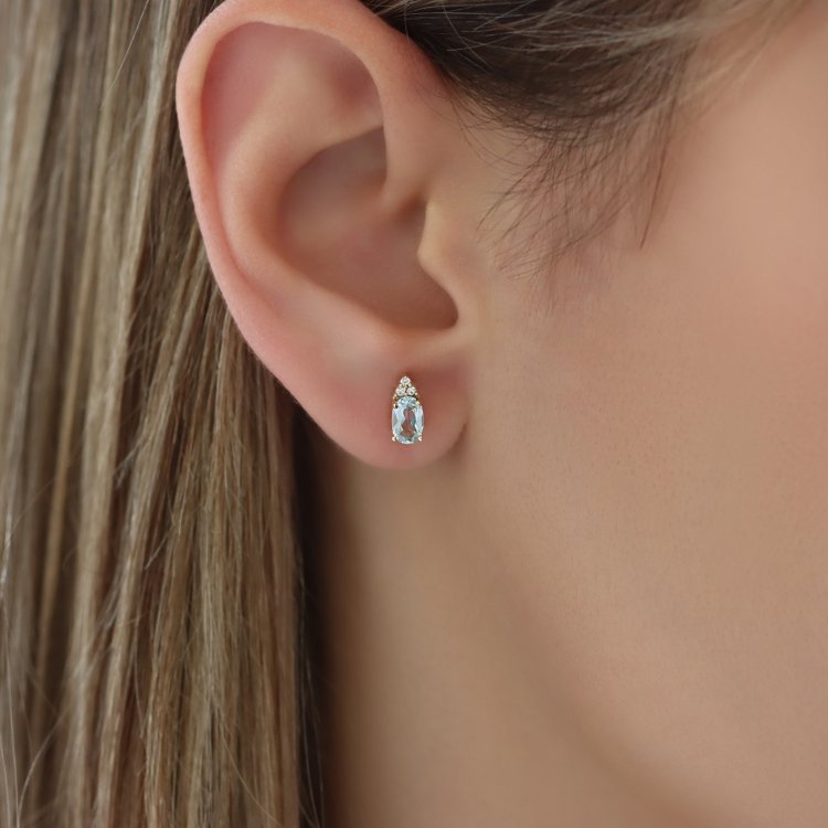 Σκουλαρίκια σε Κίτρινο Χρυσό 14Κ με Τοπάζ & Ζιργκόν