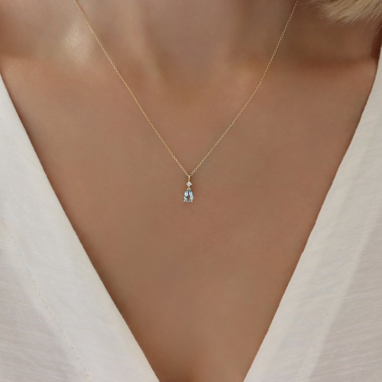 Κολιέ σε Κίτρινο Χρυσό 14Κ με Τοπάζ & Ζιργκόν