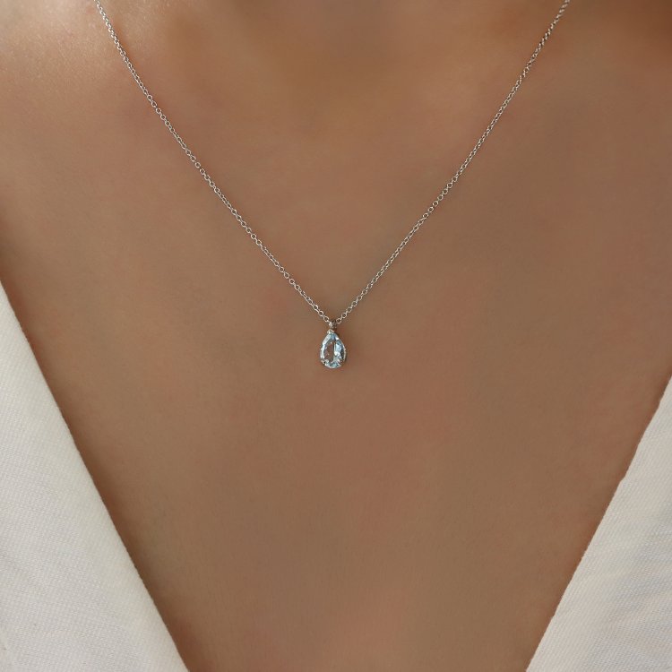 Κολιέ σε Λευκό Χρυσό 14Κ με Τοπάζ