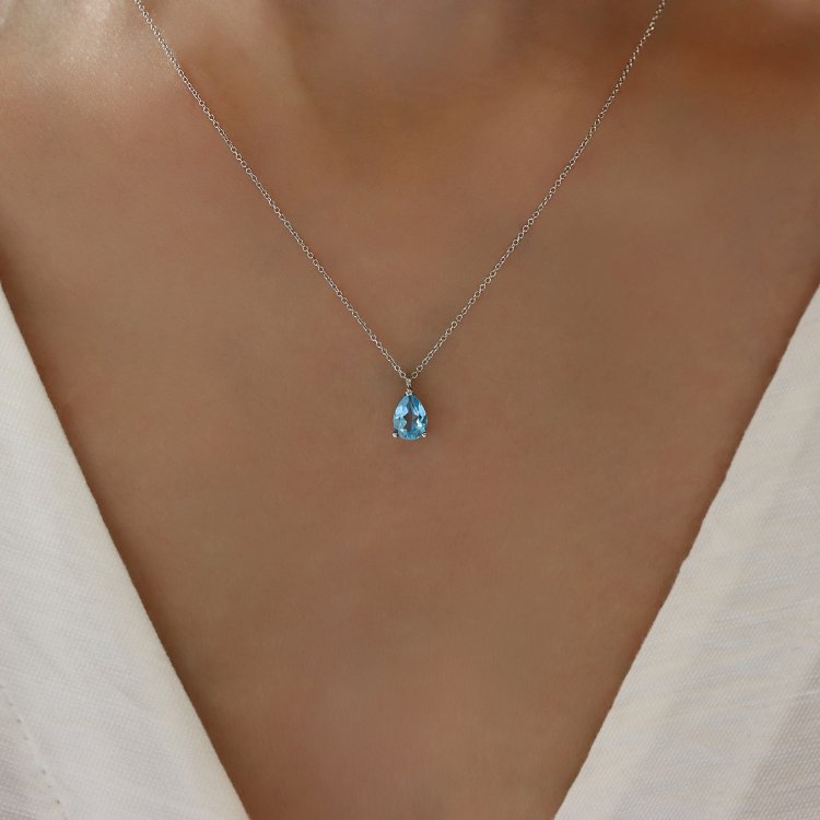 Κολιέ σε Λευκό Χρυσό 14Κ με Τοπάζ