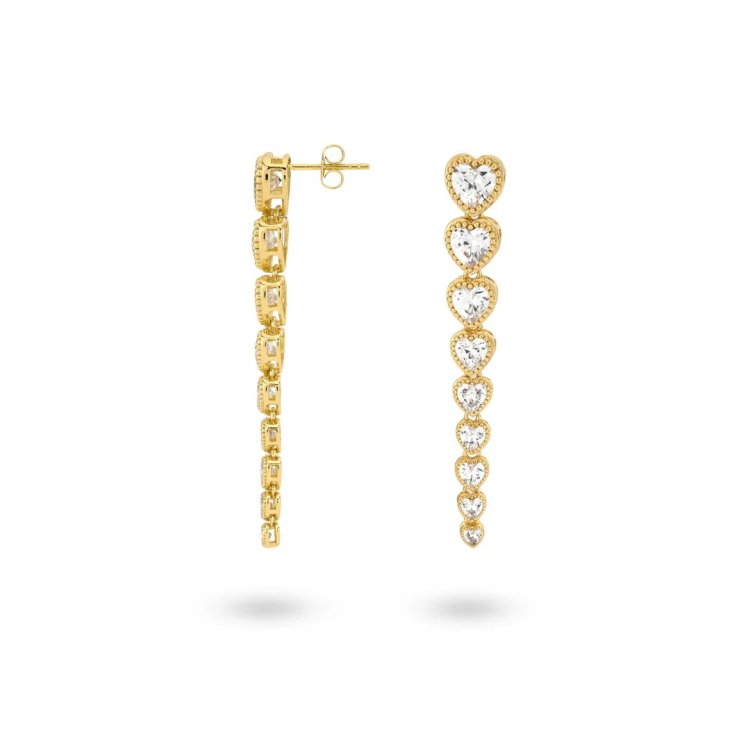 24KAE Earstud Earings with Heartshaped Stones