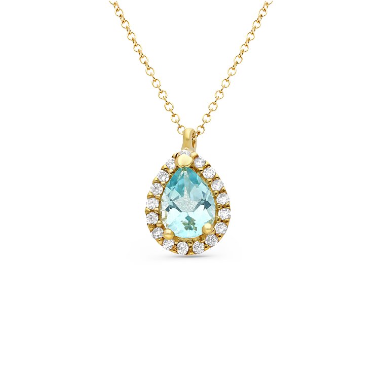 Κολιέ Ροζέτα σε Κίτρινο Χρυσό 14Κ με Τοπάζ & Ζιργκόν