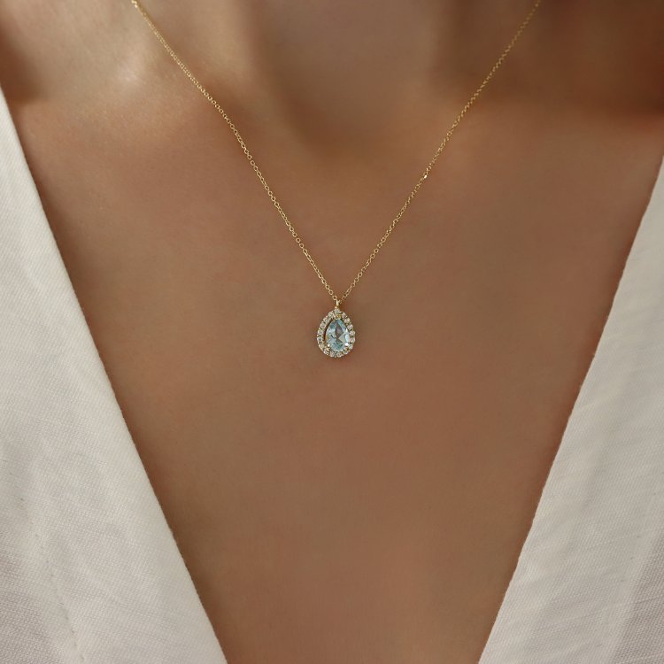 Κολιέ Ροζέτα σε Κίτρινο Χρυσό 14Κ με Τοπάζ & Ζιργκόν