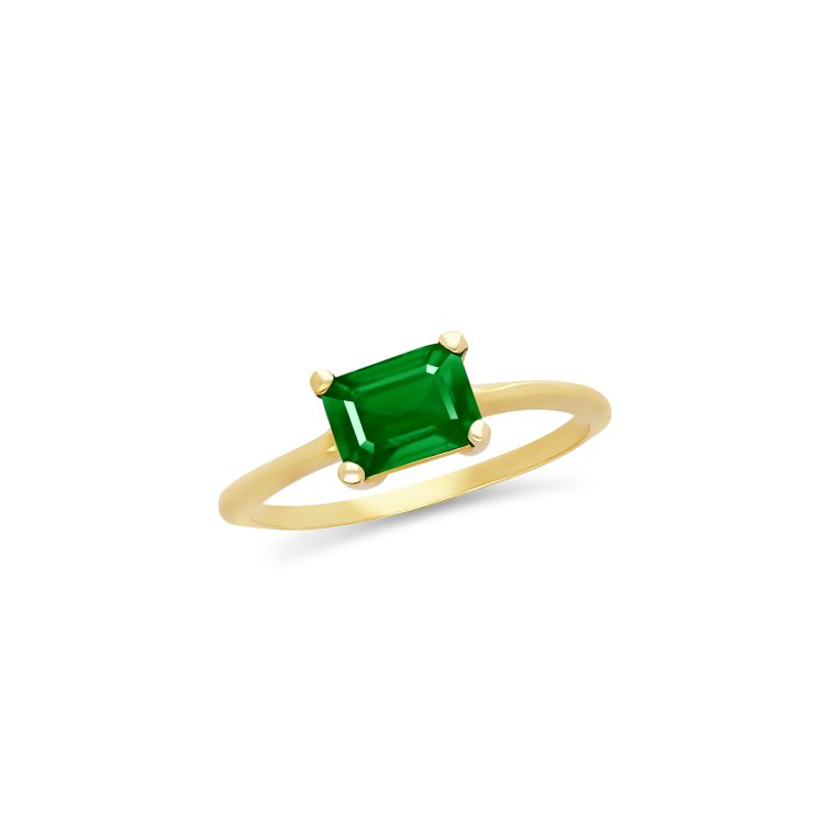 Μονόπετρο Δαχτυλίδι σε Κίτρινο Χρυσό 14Κ με Αχάτη