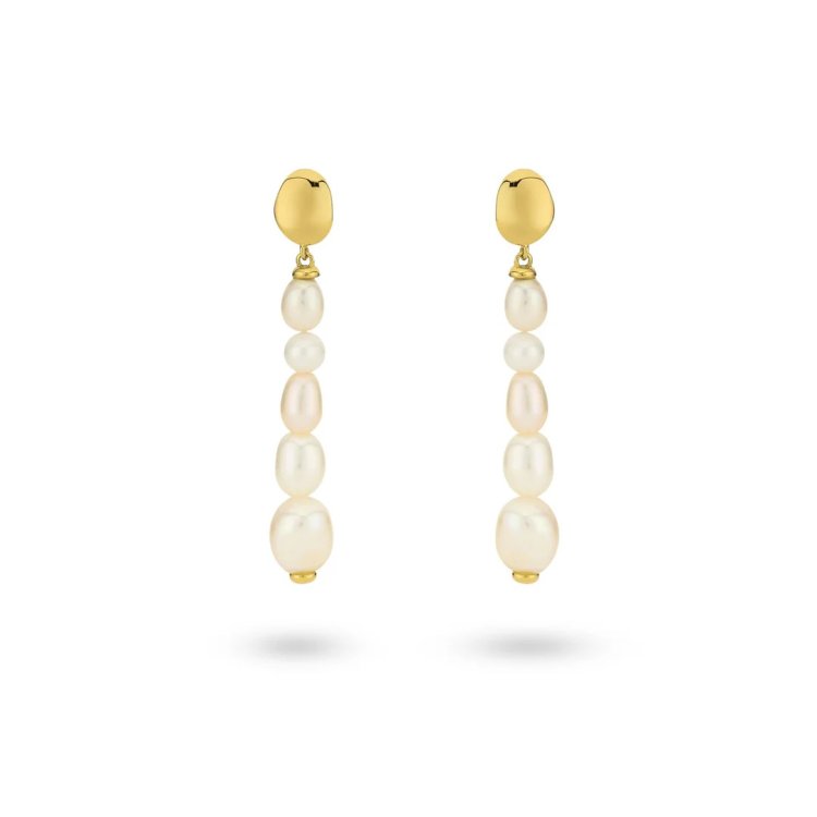 24KAE Earring with Uneven Sweetwater Pearls