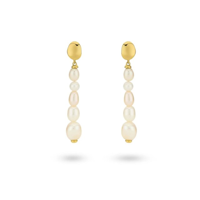 24KAE Earring with Uneven Sweetwater Pearls