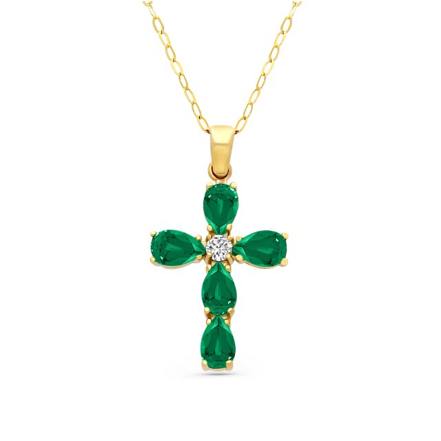 Σταυρός σε Κίτρινο Χρυσό 14Κ με Aχάτη & Ζιργκόν