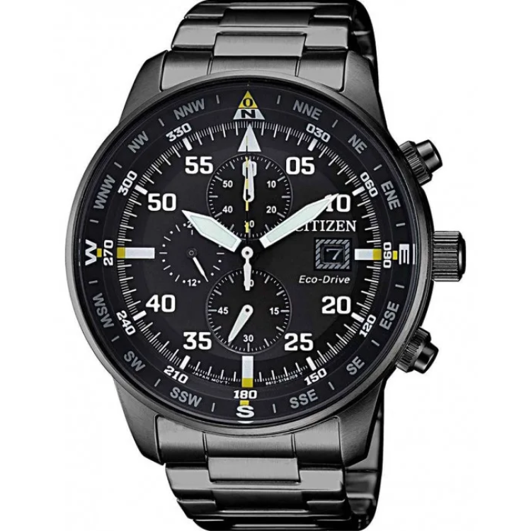 CITIZEN ECO-DRIVE CHROGRAPH Black Stainless Steel Bracelet