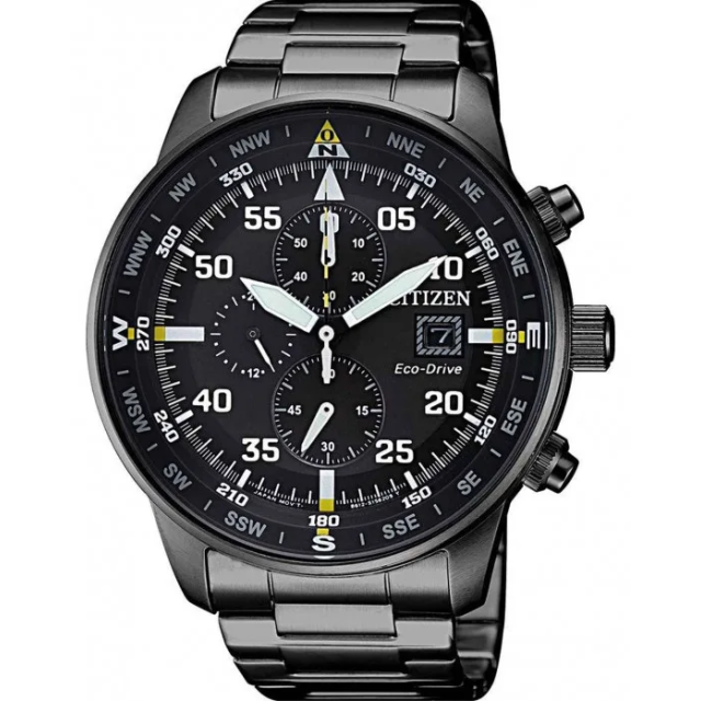 CITIZEN ECO-DRIVE CHROGRAPH Black Stainless Steel Bracelet