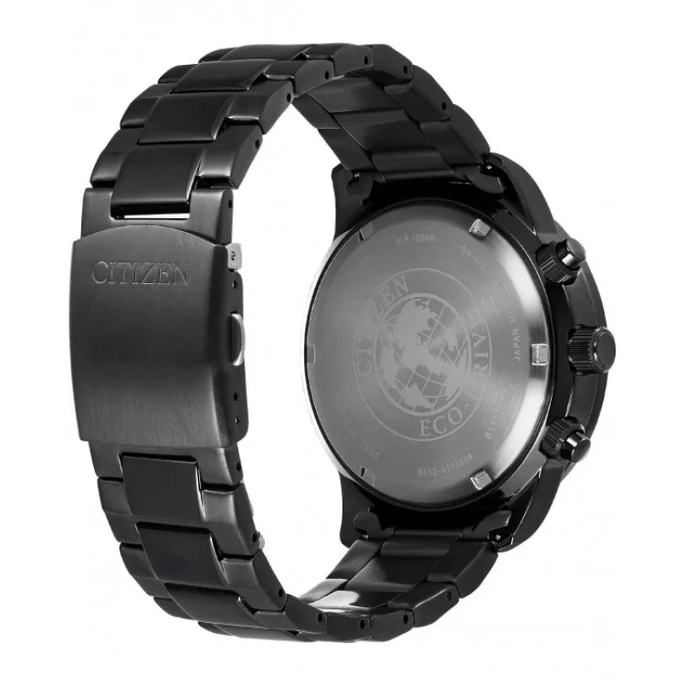 CITIZEN ECO-DRIVE CHROGRAPH Black Stainless Steel Bracelet