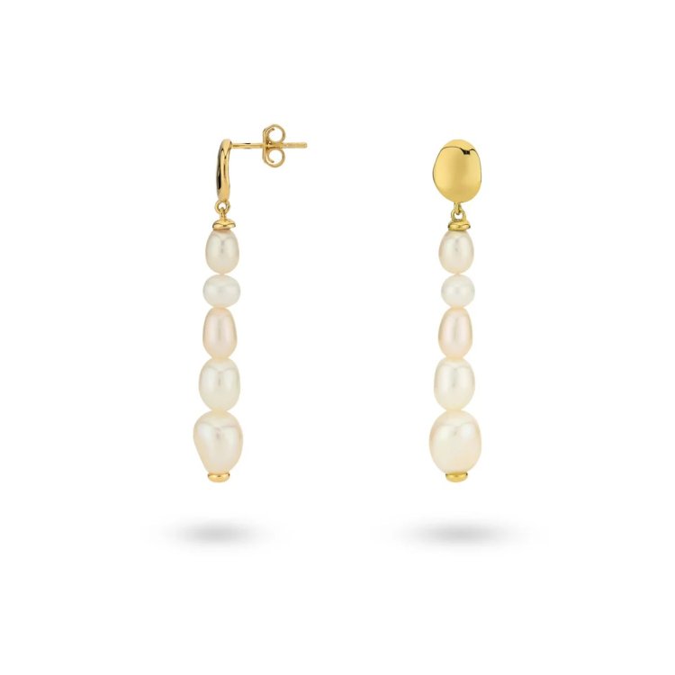 24KAE Earring with Uneven Sweetwater Pearls