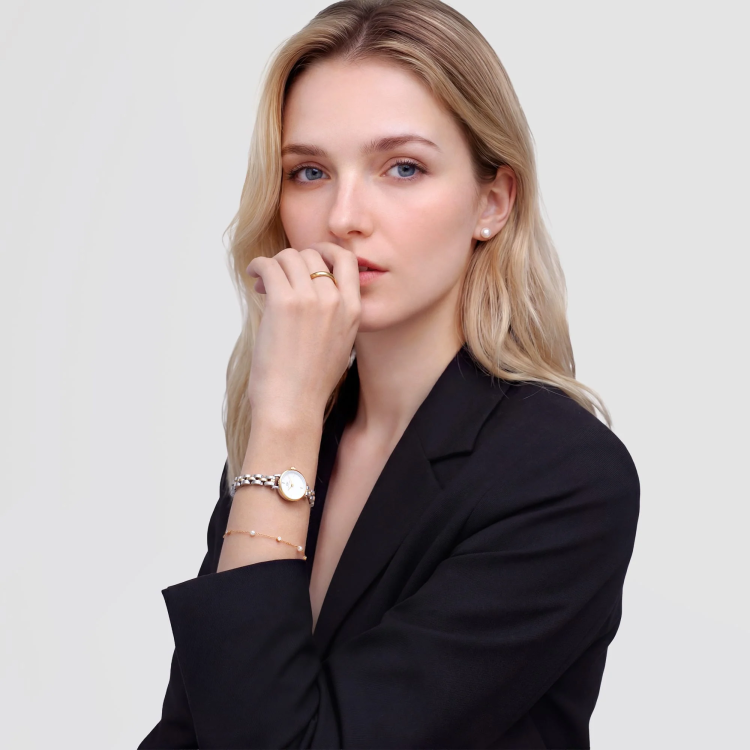 DANIEL WELLINGTON Petite Mini Arch 3-Link Two Tone Gold Stainless Steel Bracelet