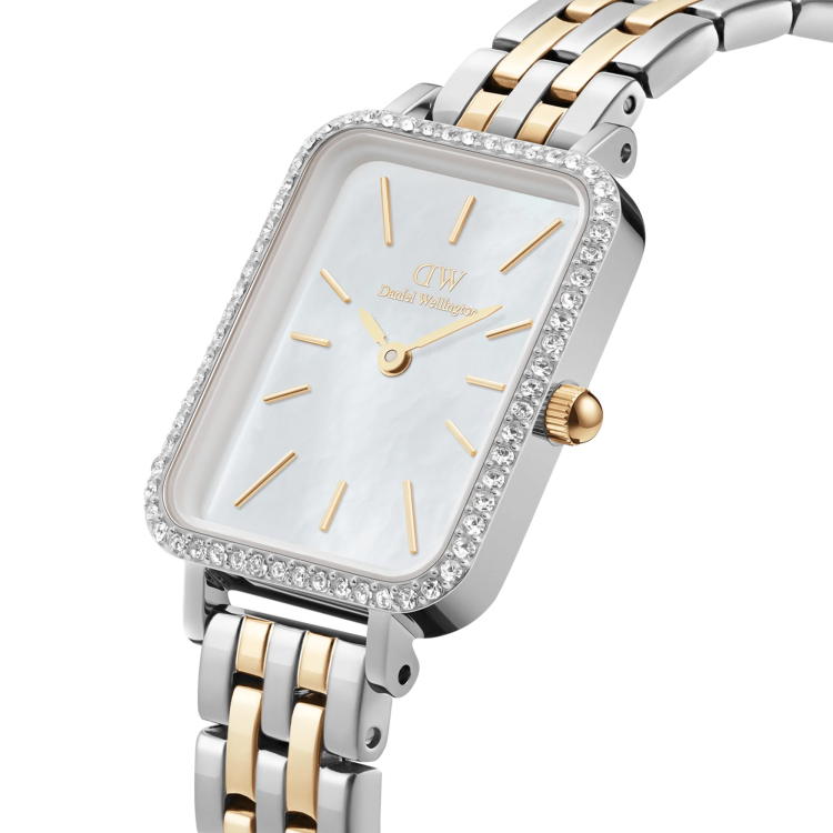 DANIEL WELLINGTON Quadro Lumine Bezel 5-Link Two-Tone MOP Stainless Steel Bracelet
