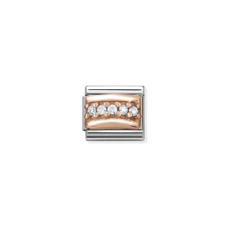 NOMINATION COMPOSABLE CLASSIC LINK WHITE PAVE CZ IN 9K ROSE GOLD