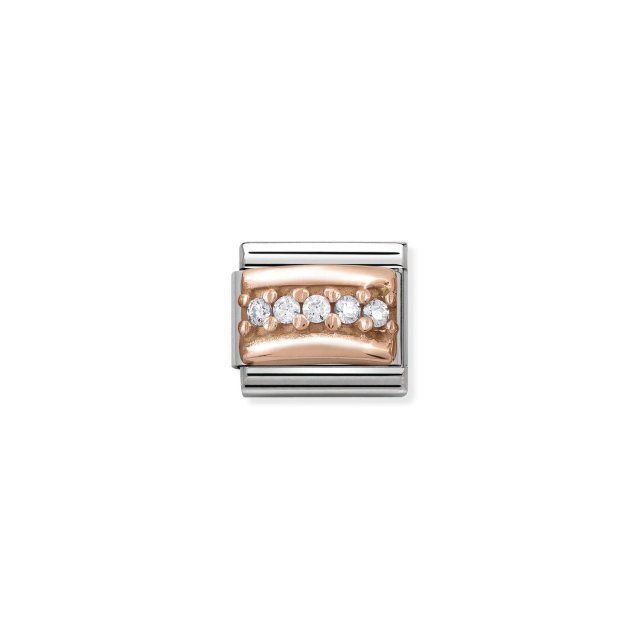 NOMINATION COMPOSABLE CLASSIC LINK WHITE PAVE CZ IN 9K ROSE GOLD
