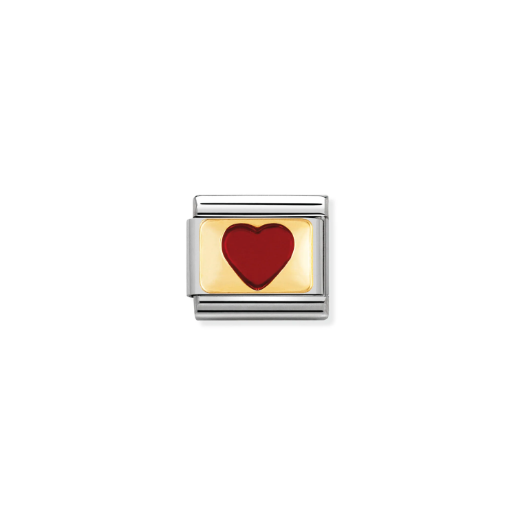 NOMINATION COMPOSABLE CLASSIC LINK RED HEART IN 18K GOLD & ENAMEL