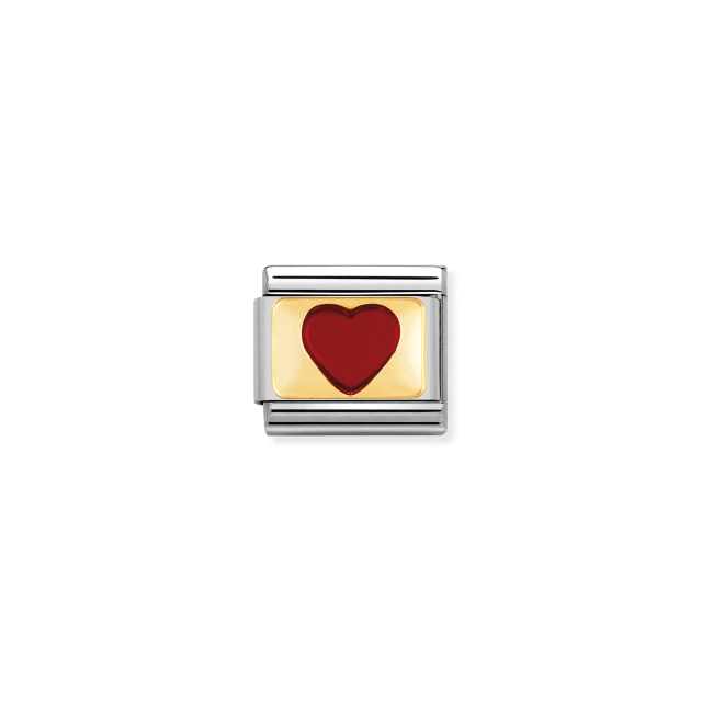 NOMINATION COMPOSABLE CLASSIC LINK RED HEART IN 18K GOLD & ENAMEL
