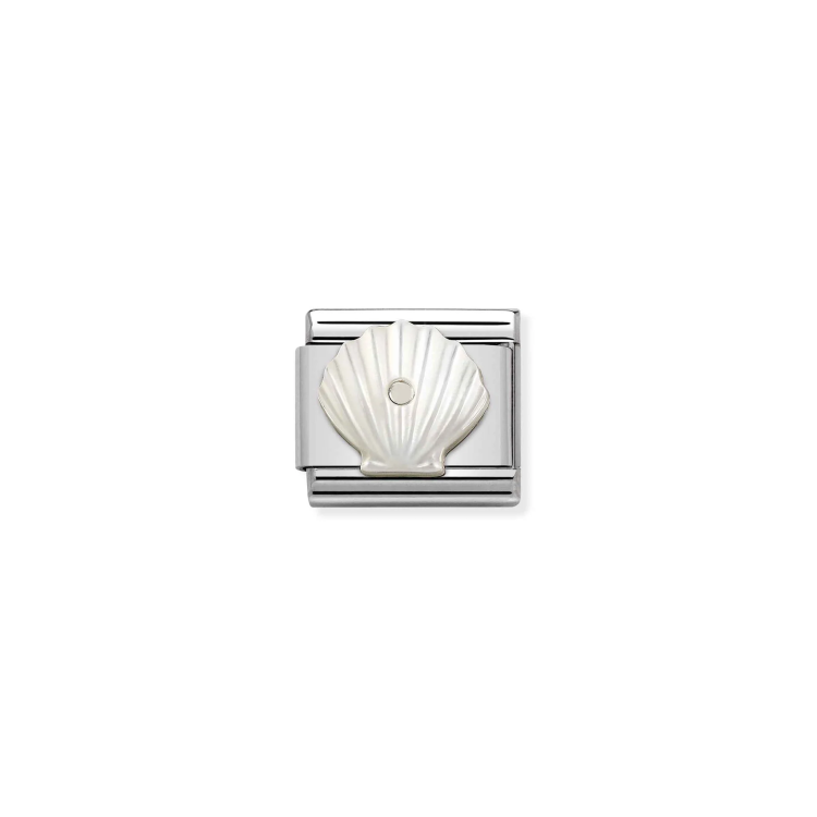 NOMINATION COMPOSABLE CLASSIC LINK SHELL WITH MOTHER PEARL IN 925 SILVER