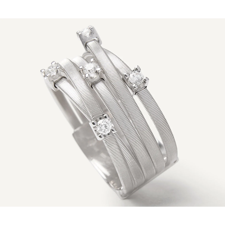 MARCO BICEGO GOA Five-band Ring with Diamonds in White Gold 18K