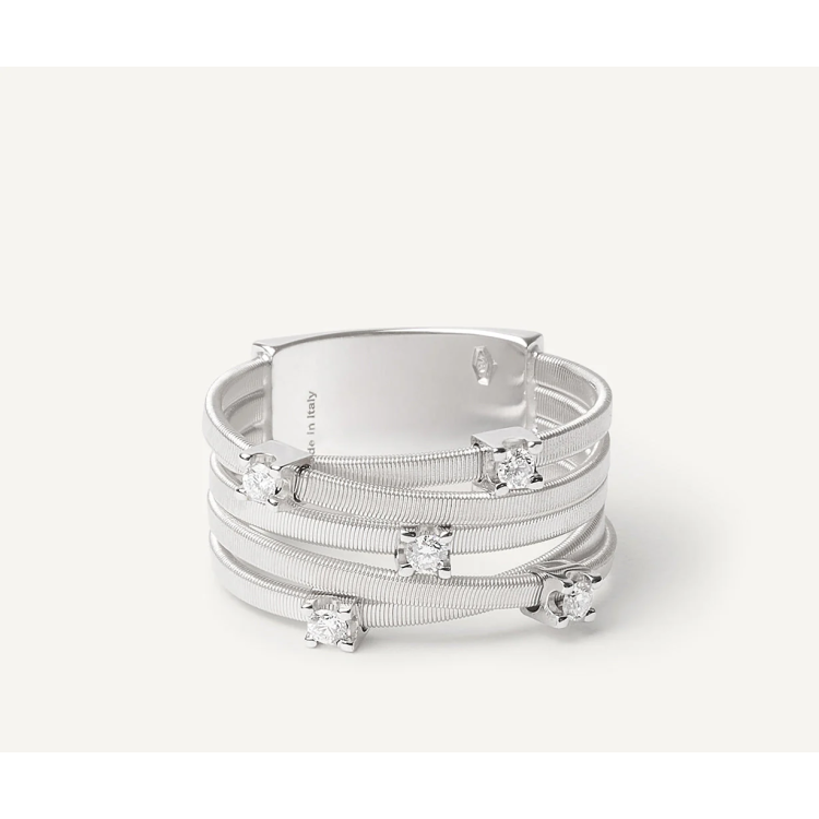 MARCO BICEGO GOA Five-band Ring with Diamonds in White Gold 18K