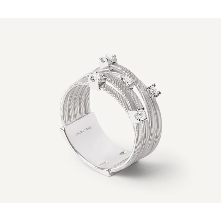 MARCO BICEGO GOA Five-band Ring with Diamonds in White Gold 18K