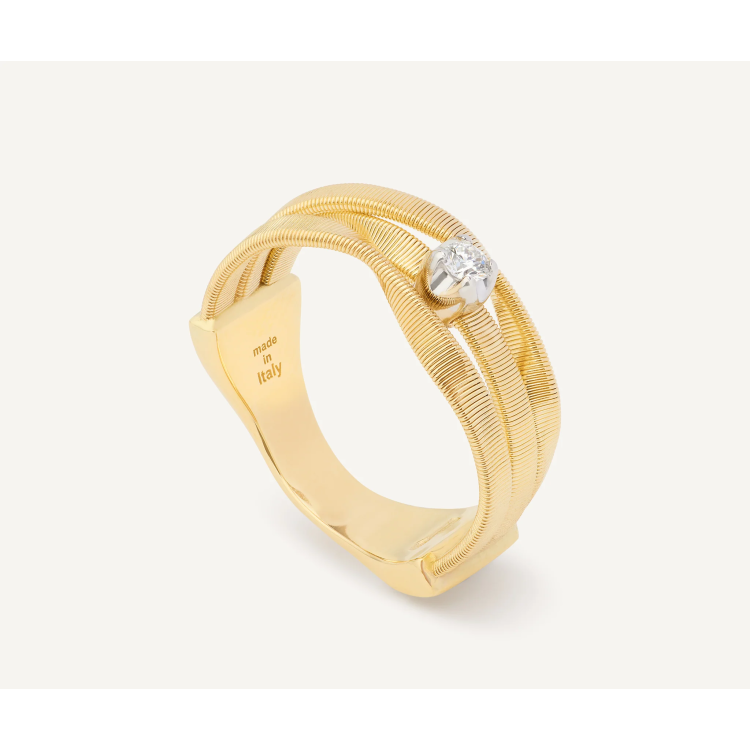 MARCO BICEGO Three-strand Ring with Diamond in Yellow Gold 18K