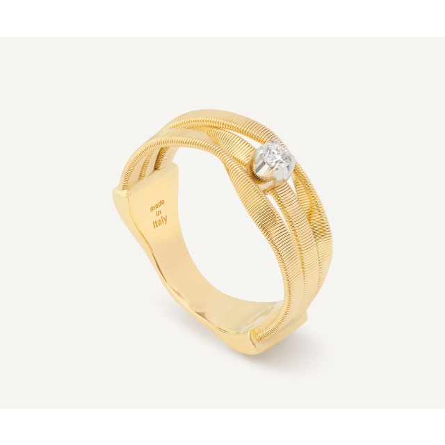 MARCO BICEGO Three-strand Ring with Diamond in Yellow Gold 18K