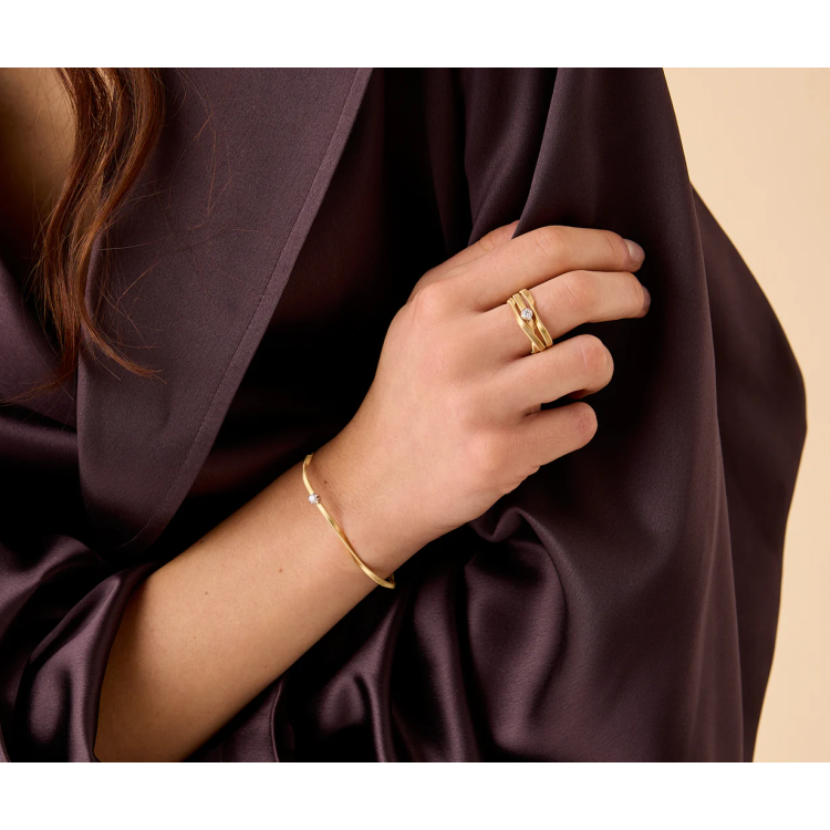 MARCO BICEGO Three-strand Ring with Diamond in Yellow Gold 18K