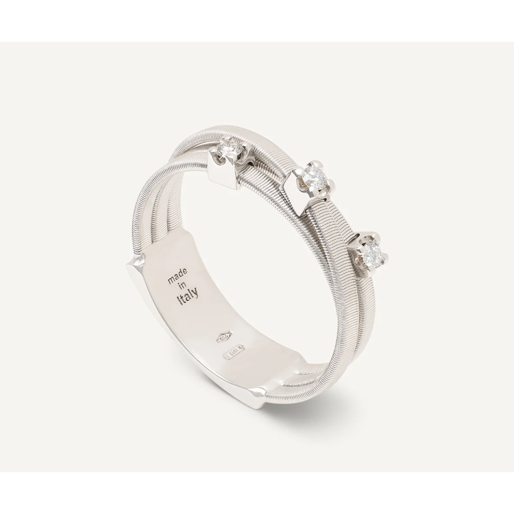 MARCO BICEGO GOA Three-strand Ring with Diamonds in White Gold 18K
