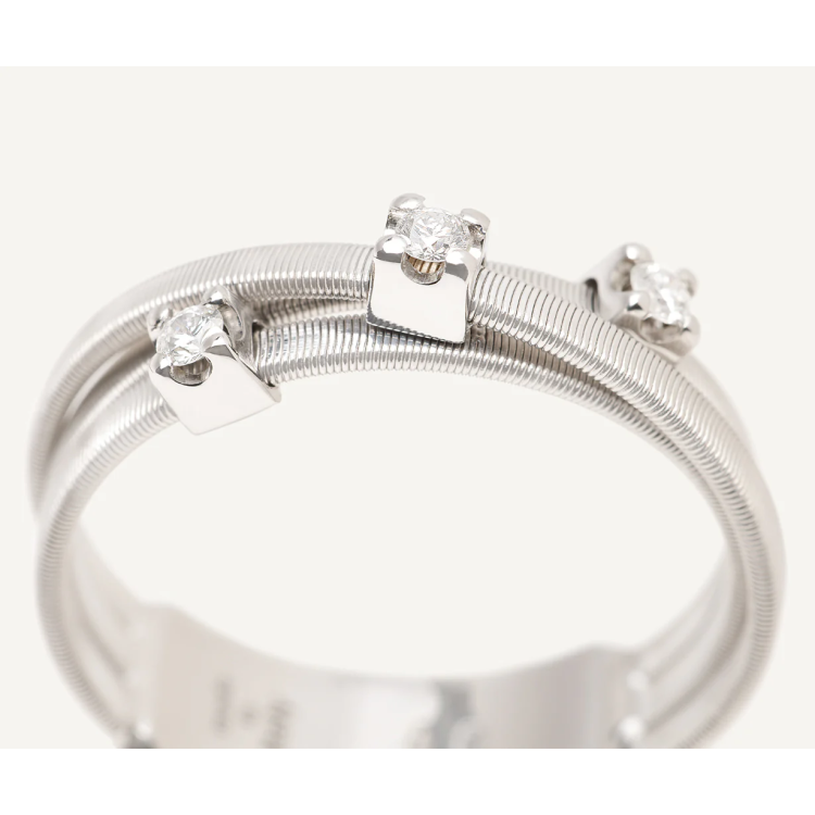 MARCO BICEGO GOA Three-strand Ring with Diamonds in White Gold 18K
