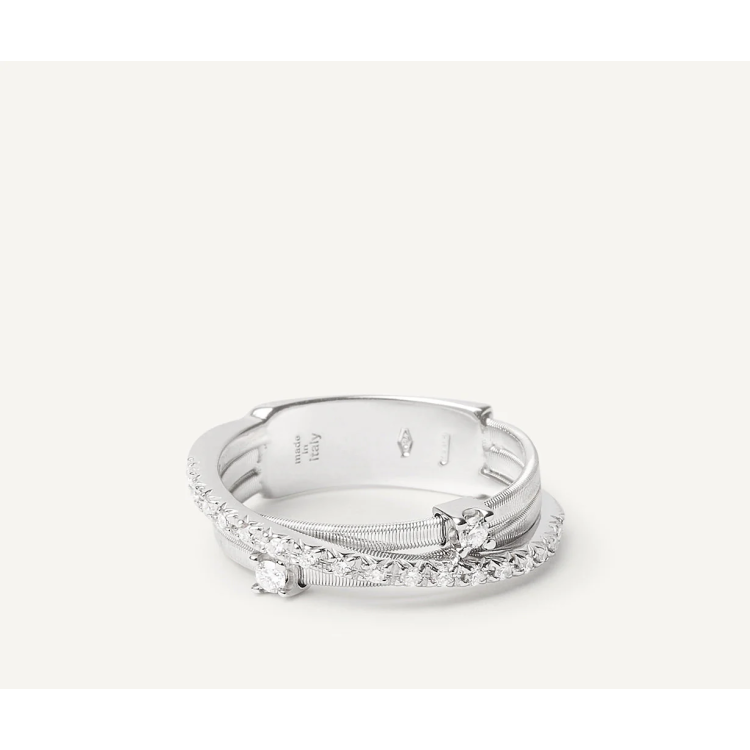 MARCO BICEGO GOA Three-band Ring with Diamonds in White Gold 18K