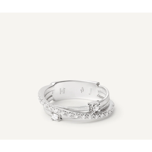 MARCO BICEGO GOA Three-band Ring with Diamonds in White Gold 18K
