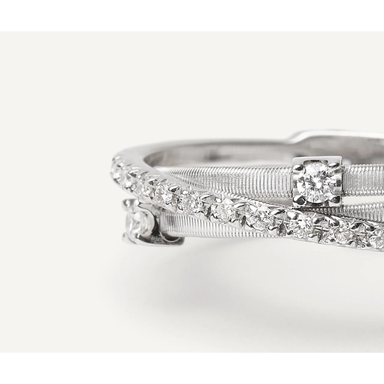MARCO BICEGO GOA Three-band Ring with Diamonds in White Gold 18K